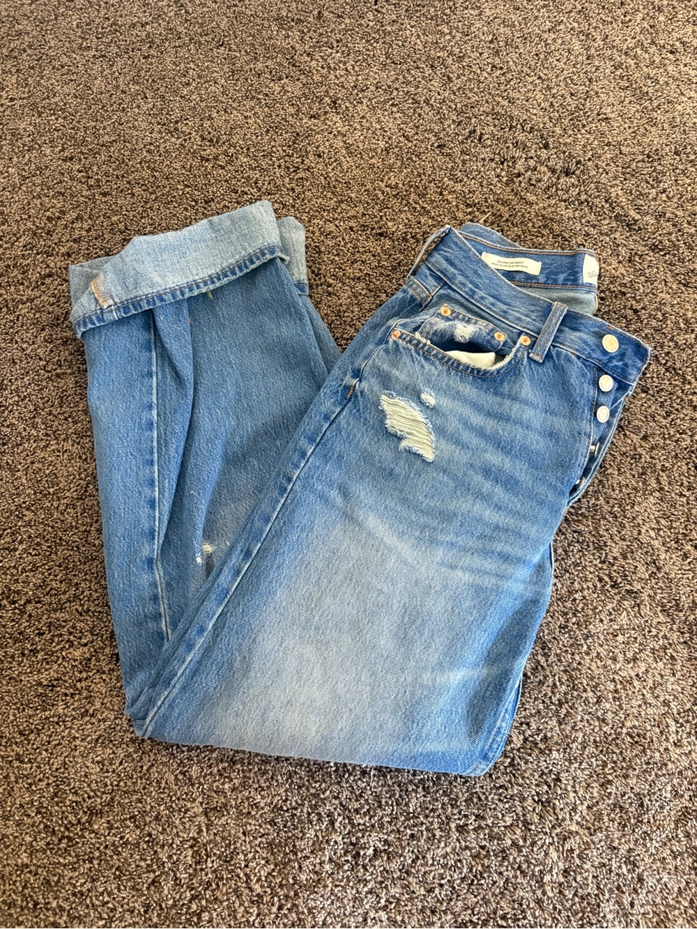 Universal Thread Light Blue Distressed Boyfriend Jeans